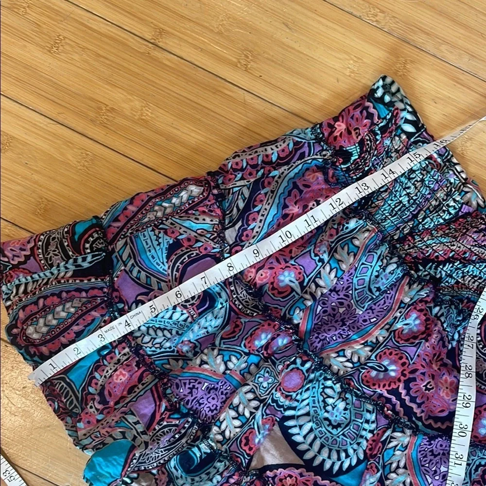L.e.i Colorful Paisley Boho Ruffle Skirt
